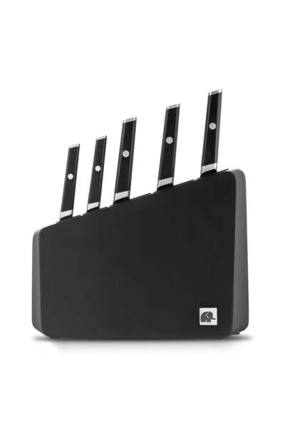 Jumbo Katana Standlı 6 Parça Siyah Bıçak Seti