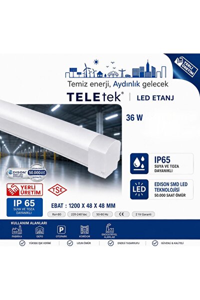 Teletek 36W LED ETANJ 6500K-BEYAZ IŞIK- BEYAZ BANT ARMATÜR