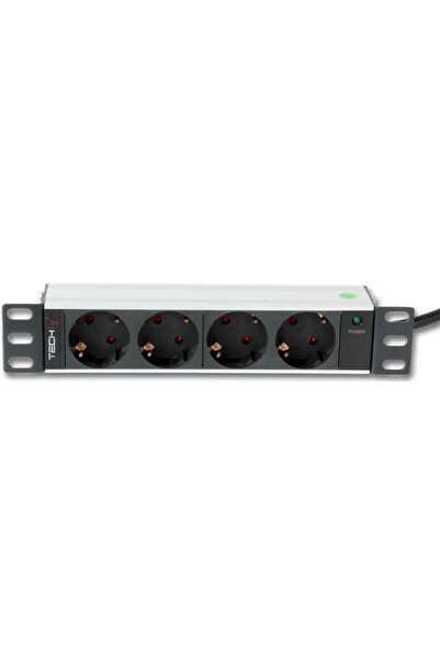 Techly 100464 Power strip PDU Rack 10" 1U, 4x Schuko, 250V/16A, cable 1,8m