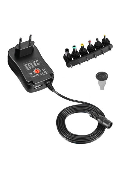 Techly Sursă de alimentare universală reglabilă 3-12V 1A 12W USB 5V 2.1A
