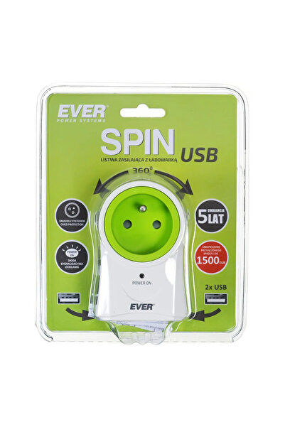 Ever SPIN USB - Power distribution unit - AC 230 V - 3680 Watt - output conne...