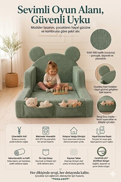 Dizanor Mini Nest 6’sı 1 Arada Modüler Bebek Oyun Parkı, Park Yatak, Beşik, B...