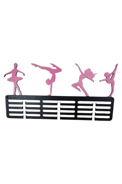 OEM Wooden Dance/Gymnastics Medal Holder, Pink, Black Silhouette Model, with ...
