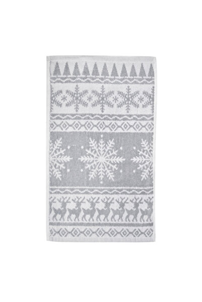 OEM Christmas Kitchen Towel Gray White with Snowflakes and Deer 60x35cm