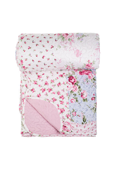 Zumzeria White Double Bedspread with Floral Patchwork Design 220x240cm