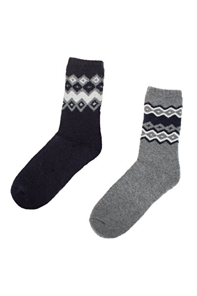 OEM Blue Gray Winter Socks with Diamonds for Men (43-46) - 2 pairs