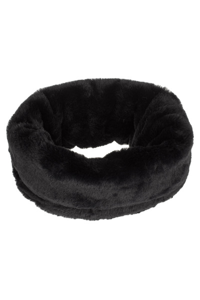 Zumzeria Eșarfă circulară din fleece negru cu dantelă