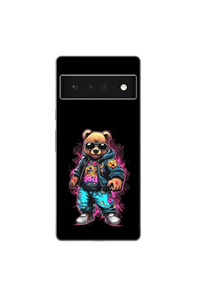 OEM Husa compatibila cu Google Pixel 6 Pro Silicon Gel Tpu Model Bear Cool Black