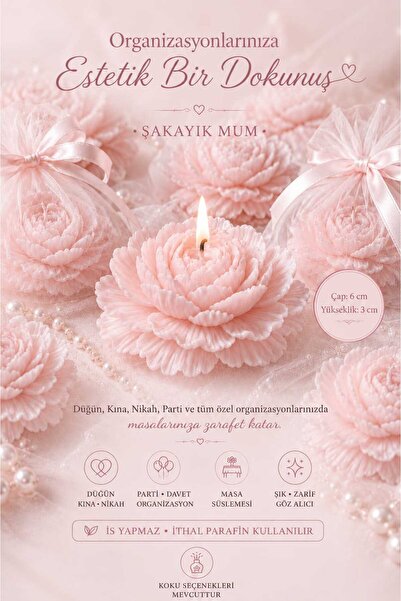 FANTASTİK SANAT ATÖLYESİ Lüks Şakayık Mum Nikah Nişan Kına Parti Masa Süsü | ...