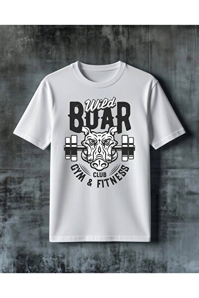 COMVİCHO Wild Boar Gym Fitness Printed Oversize T-Shirt