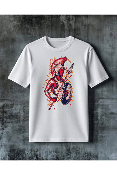 COMVİCHO Savasci Kalkan Mizrak Printed Oversize T-Shirt