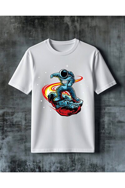 COMVİCHO Astronaut Space 19 Printed Oversize T-Shirt