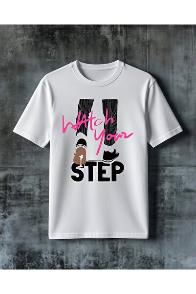 COMVİCHO White Your Step Ayakkabı Moda Printed Oversize T-Shirt