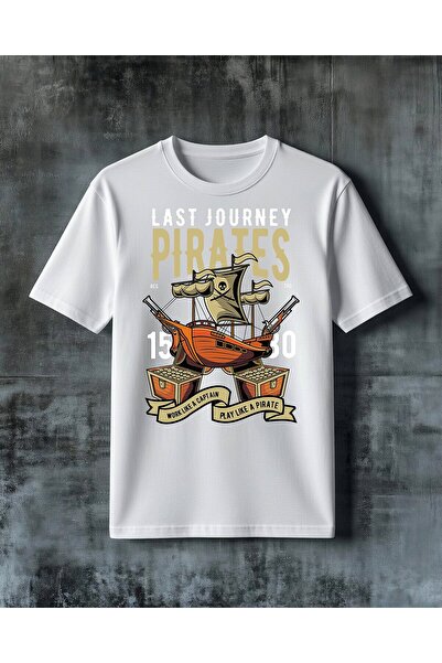 COMVİCHO Pirates Ship Printed Oversize T-Shirt