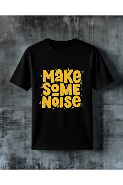 COMVİCHO تي شيرت كبير الحجم مطبوع عليه نصًا بتصميم Make Some Noise Sari Tipog...