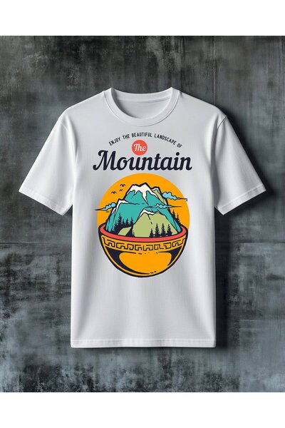 COMVİCHO Mountain Landscape Printed Oversize T-Shirt