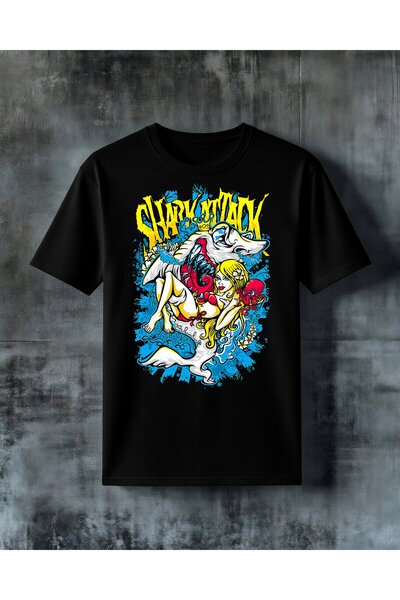 COMVİCHO Shark Attack Graffiti Art Printed Oversize T-Shirt
