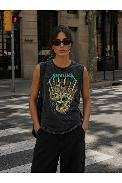 FREAK T-SHIRT Tricou Metallica Vintage spălat, supradimensionat, cu mâneci sc...