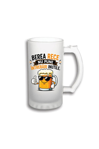 peGiftuiala Halbă bere personalizată 500 ml – „Berea rece nu pune întrebări i...