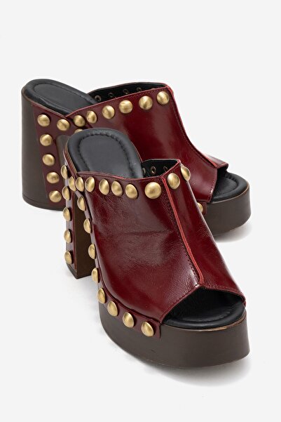 PASSAGE SHOES Women's Genuine Leather Clogs Slippers 6368 Bordo