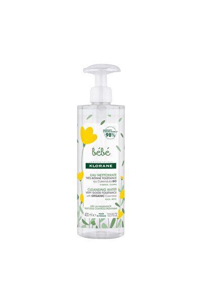 Klorane Apă de curățare pentru bebeluși pentru față și corp, 400 ml