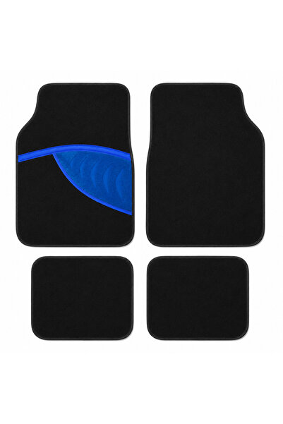 Erhan MAXEED 7160 Blue-Black Universal Car Mat Set, 4 Pieces, Premium Textile...
