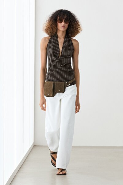 Massimo Dutti Çizgili halter yaka top