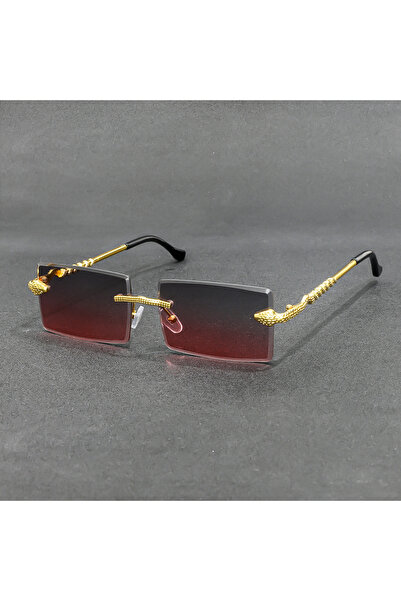 choice2 C Rimless Rectangle Sunglasses Men Metal Gradient Gray Lens Big Frame...