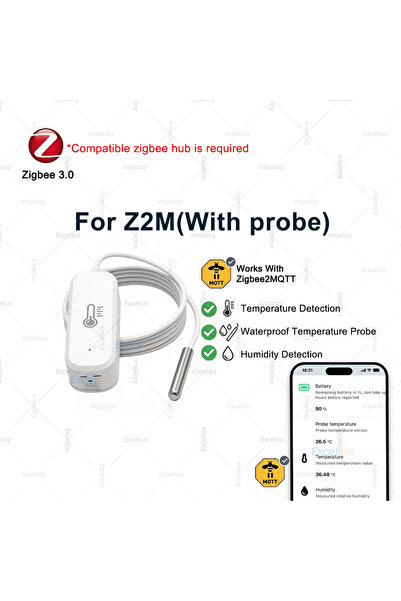 Choice1 Z2M(With probe) Zigbee Smart Temperature Humidity Sensor Optional 1M ...