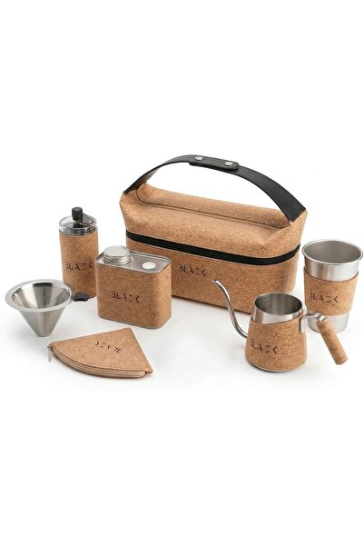 BLACK V60 coffee kit, Portable Coffee Travel Set - Premium Natural Cork Insul...