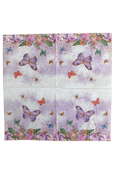 Nonebranded Printed napkins butterfly party set disposable paper plates 7 inc...