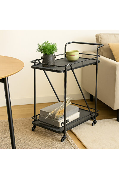 Palma homez Serving cart trolley with a distinctive design, gray color, size ...