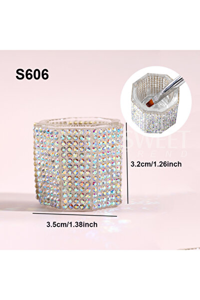 Choice S606 SWEET TREND-1pc Crystal Glass AB Diamond Acrylic Nail Cup Nail Br...