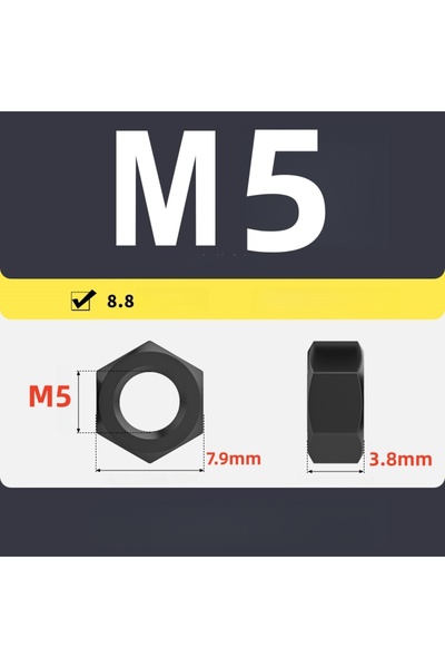 choice2 8-TG-M5-20Pcs Metric Grade 8.8 Black Hex Nuts - for Automotive, Machi...