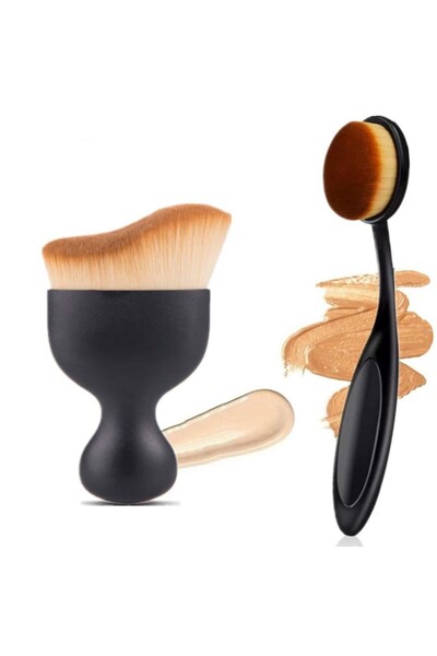 choice2 Red 2PCS Oval Foundation Makeup Brushes - Toothbrush Shape Kabuki Bru...