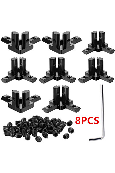 Choice1 Black-8P 8 قطع دعامة زاوية 90 درجة من الألومنيوم، موصل داخلي بفتحة T ...
