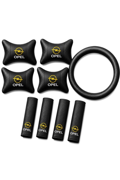 mutlu oto aksesuar Opel Logolu 9 Parça Oto Boyun Yastığı Kemer Pedi ve Direks...