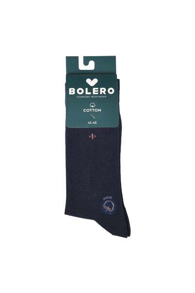 Bolero Men's Seamless Cotton Socks Symmetry Pattern Navy Blue