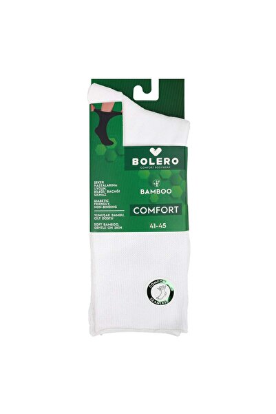 Bolero Unisex Bambu Diyabetik Şeker Çorabı Beyaz
