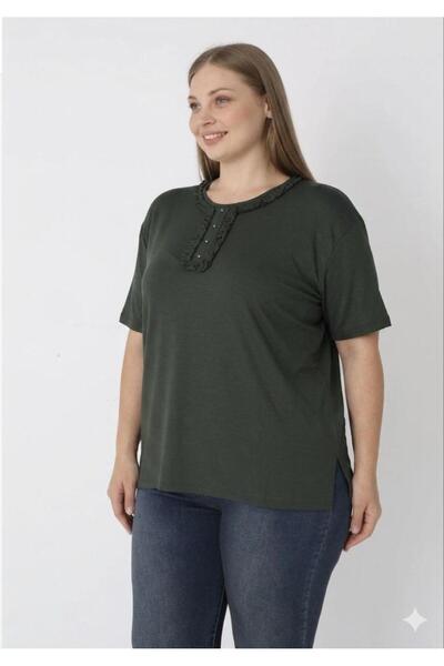 Orly More Viskozna tkanina, mini prorez, plus size, kratki rukavi, majčina bl...