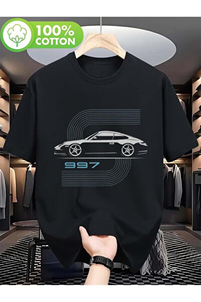 bolivia's Men'S 997 Carrera Abstract Flatsix Graphic T-Shirt Black Crew Neck ...