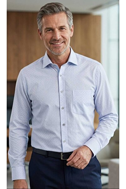 ELİTPARK GÖMLEK Long Sleeved Pocketed Self-Patterned Classic Cut Men's Shirt