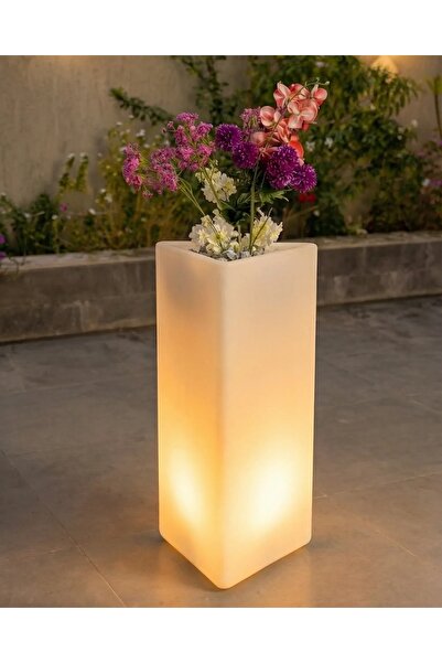 MYASEM STORE LED Planter Modern Triangular 100cm Tall Outdoor Indoor Decorati...