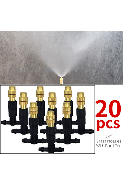 Choice11 20 قطعة من فوهات رش النحاس مقاس 1/4 بوصة لنظام التبريد بالرذاذ الخار...