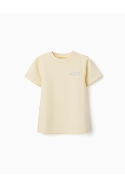 Ziddy Ribbed T Shirt With Poetry Print For Boys Yellow