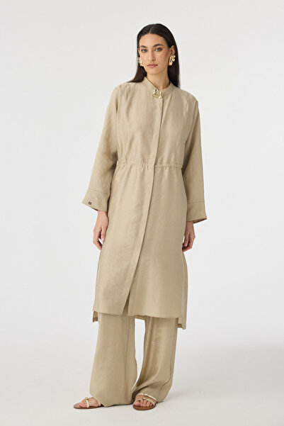 Zühre Elegant Detailed Mink Suit with Waist Drawstring 1890