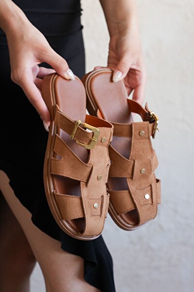 MODAADAM Women's Inox Daily Slippers - Tan Suede