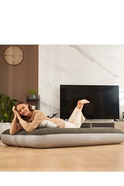Intex Dura Beam Downy Airbed with Built-in Foot Pump，Portable Inflatable Matt...