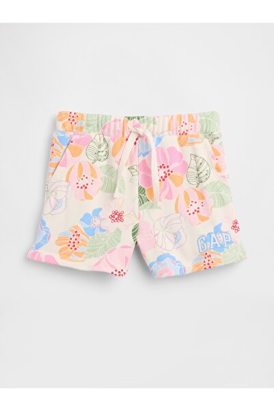 GAP Kız Bebek Çok Renkli Logo Fransız Havlu Kumaş Pull-On Şort