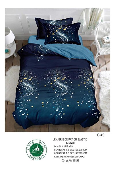 Super Design Finet 4-Piece Duvet Cover Set for Single with Stretchy 140x200 c...